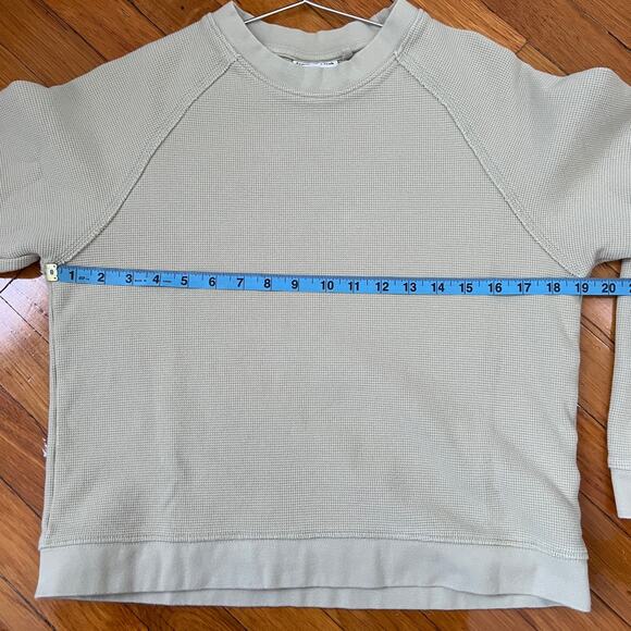 Frank and Oak Women's Light Green Waffle Knit Organic Cotton Sweatshirt Size M - Picture 12 of 14